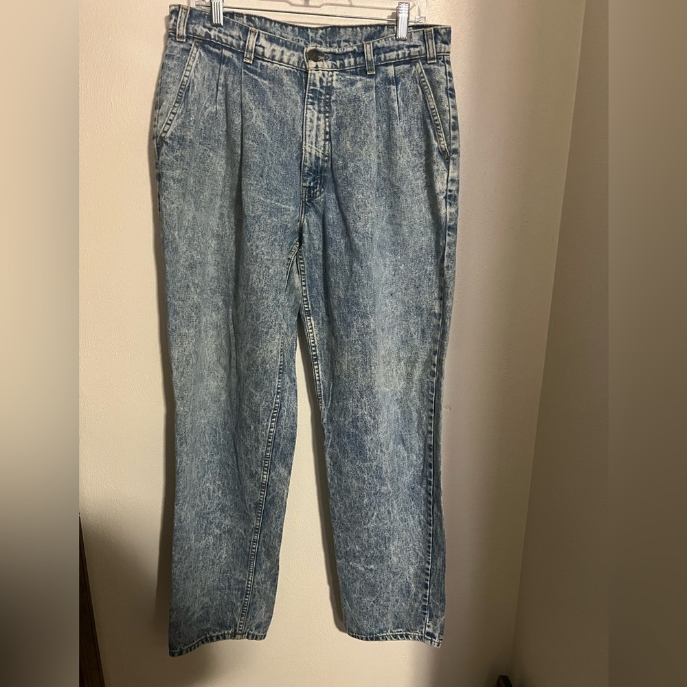 LEVI'S *Vintage* Silver Tab Baggy‎ Acid Wash Trouser Denim Jeans Women's Size 30